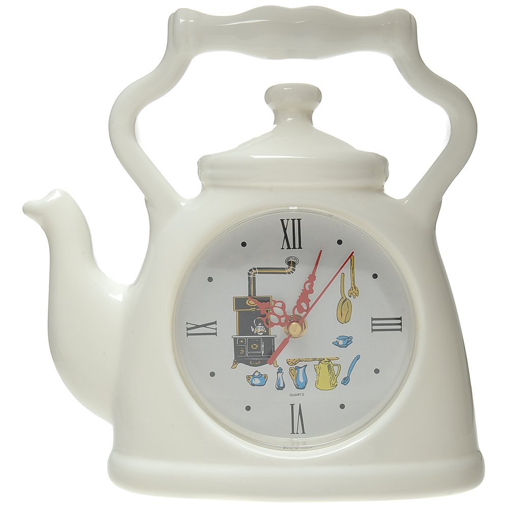 Kettle Shape Wall Clock - White
