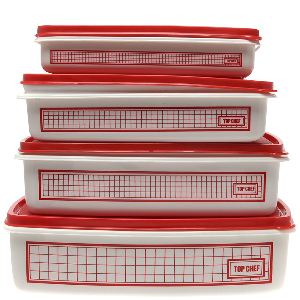 4pc Rectangular Containers - Opaque