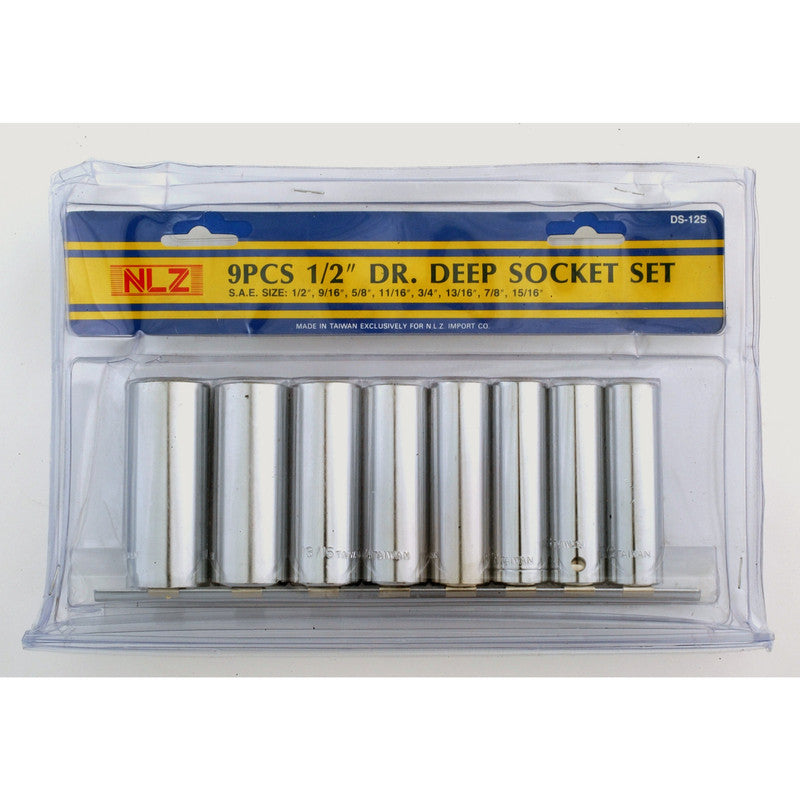 9pc 1/2" Drive Deep Sockets (SAE)