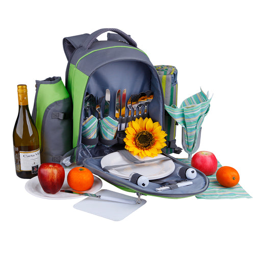 4-Person Picnic Backpack with Blanket