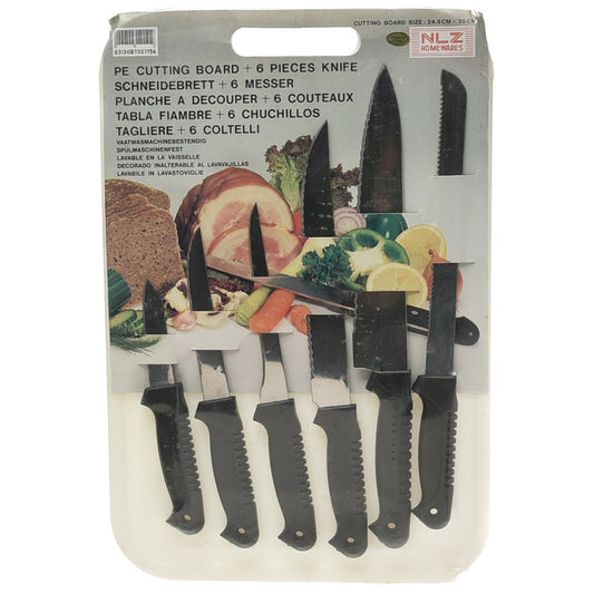 6pc Knives with Cutting Board