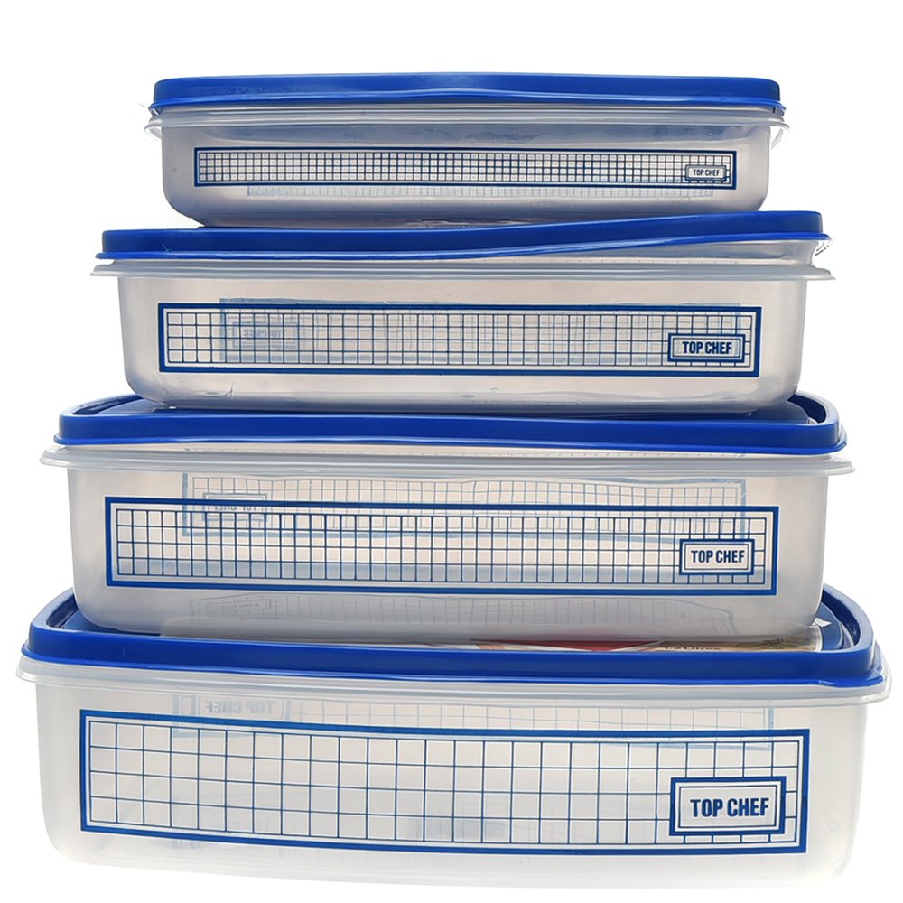 4pc Rectangular Containers - Clear