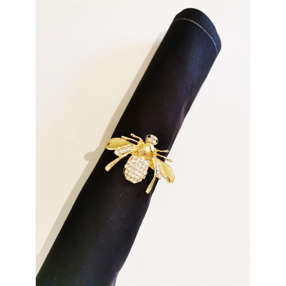 4pc Napkin Rings - Bee Design - Gold