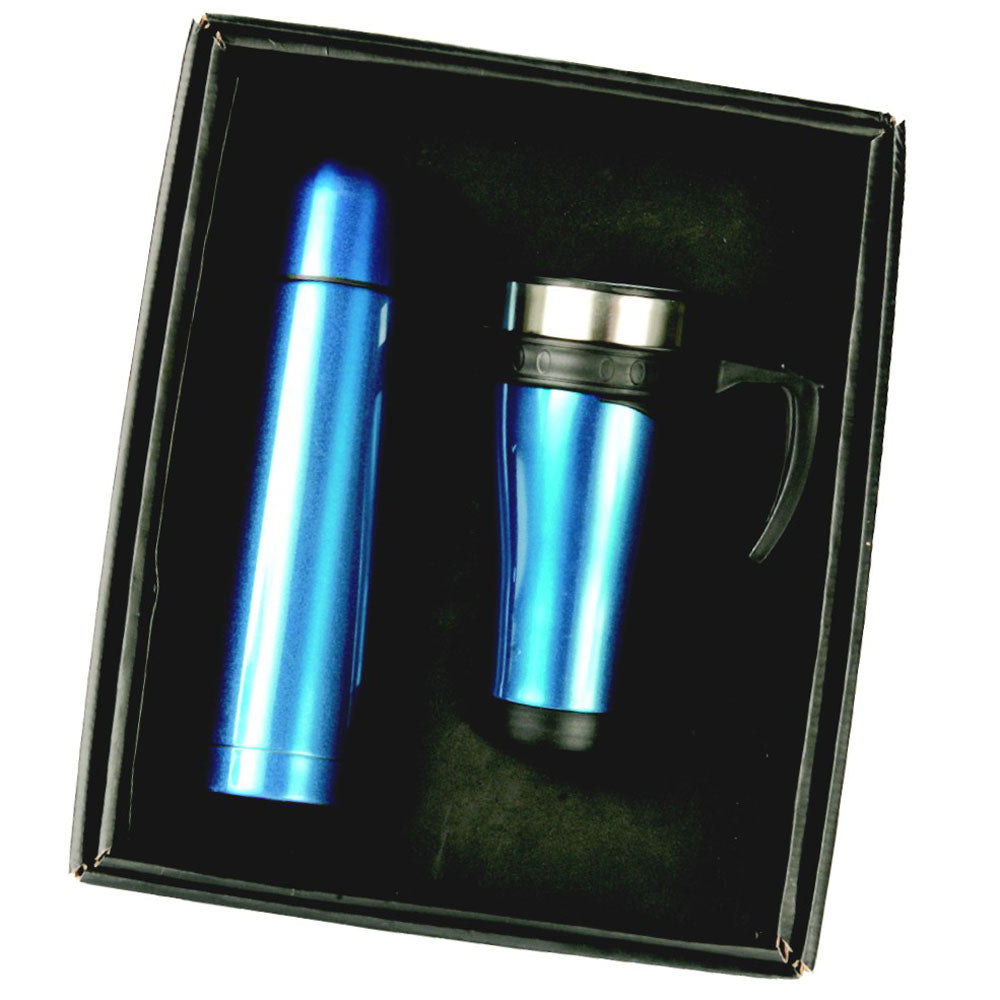 Flask & Mug Gift Set - Blue