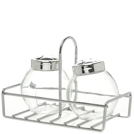 Glass Sugar & Creamer n Rack