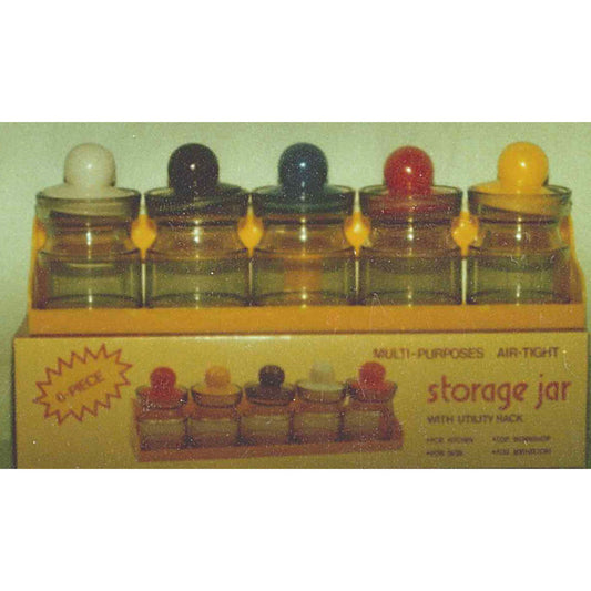 5pc Plastic Jar Set on Rack