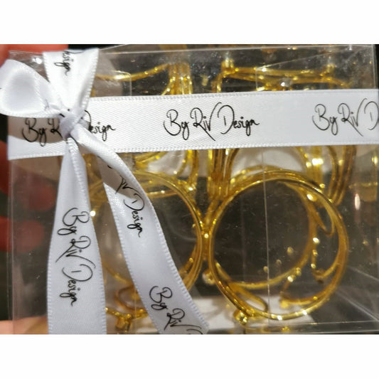 4pc Napkin Rings - Gold with Crystals
