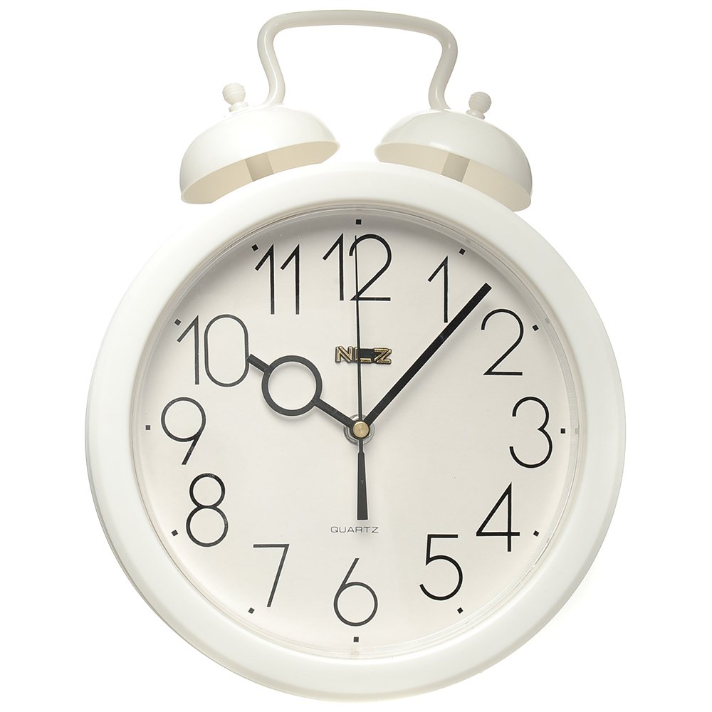 Wall Clock with 2 Bell Design - White