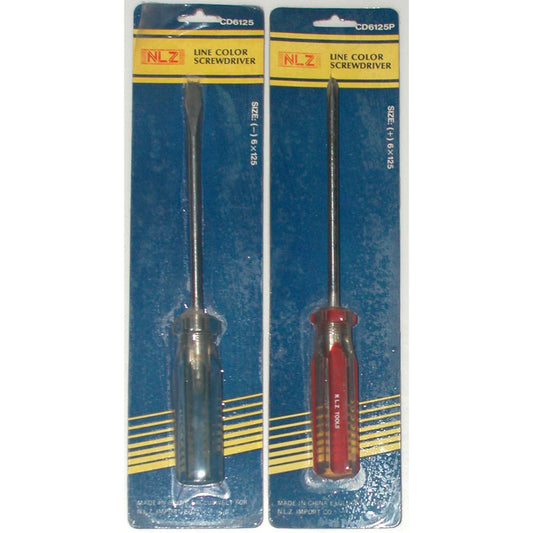 5x100mm (-) Slotted Line Colour Screwdriver - Carded