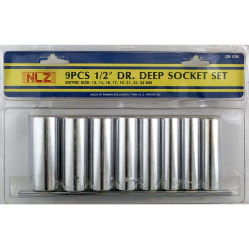 9pc 1/2" Drive Deep Socket Set Metric
