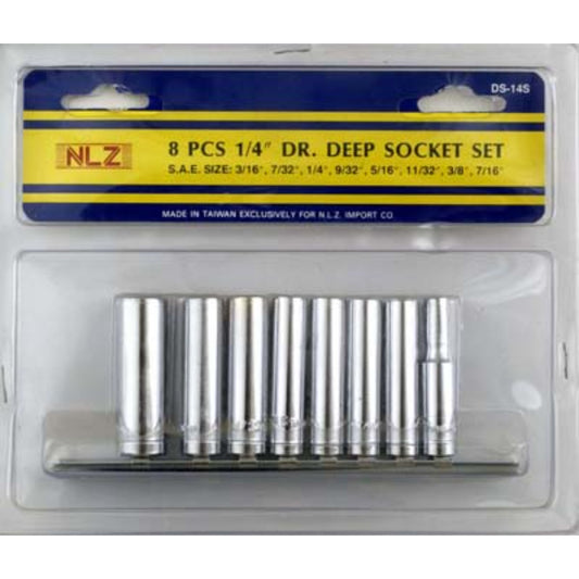 9pc 1/4" Deep Sockets SAE