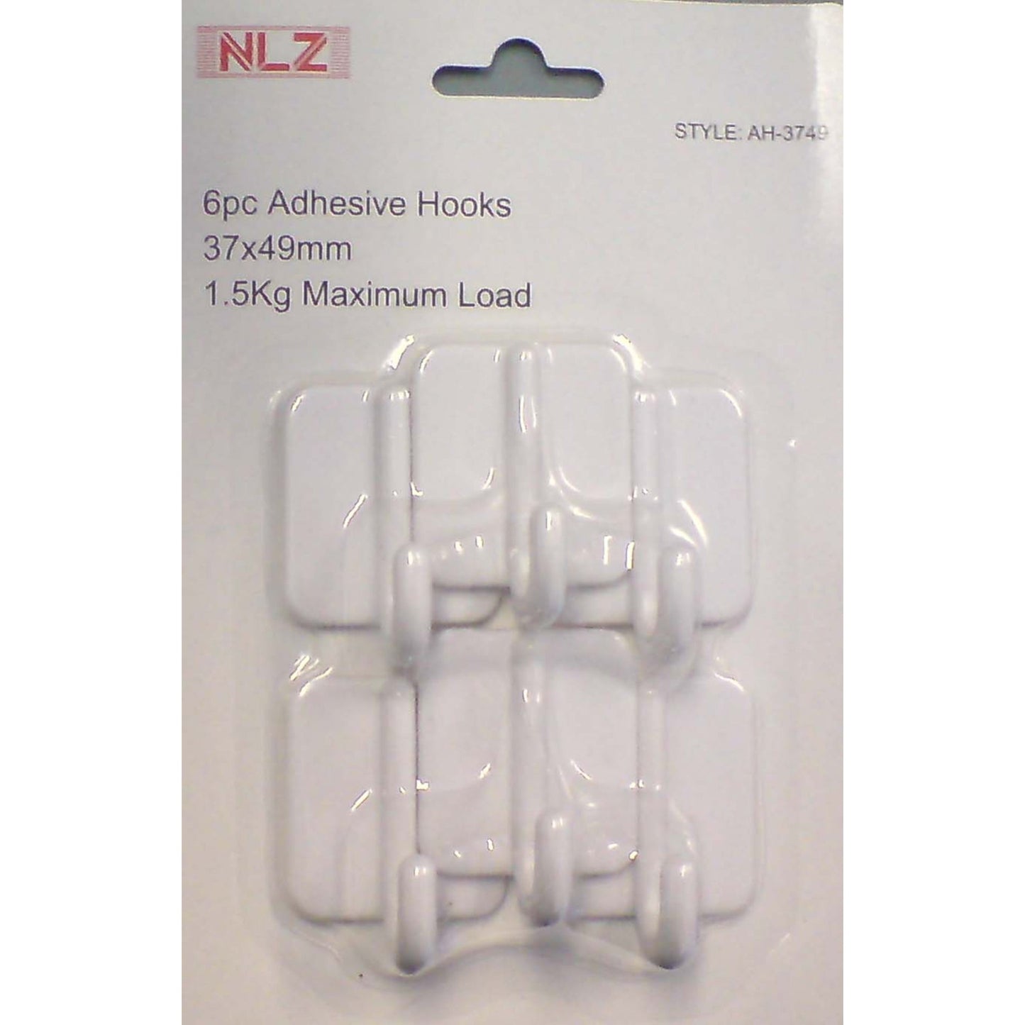 6pc 37x49mm Adhesive Hooks