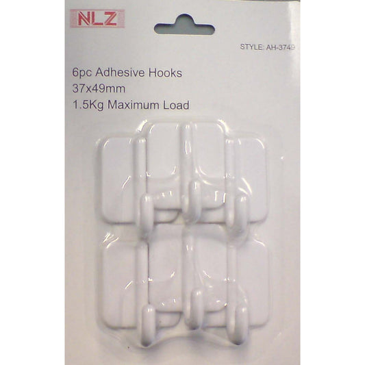 6pc 37x49mm Adhesive Hooks