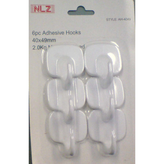 6pc 40x49mm Adhesive Hooks