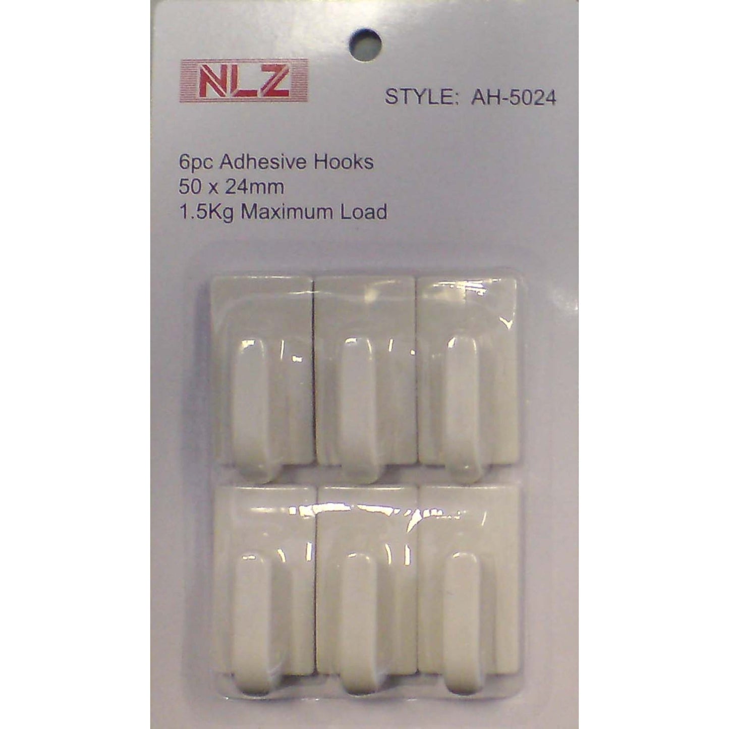 6pc 50x24mm Adhesive Hooks