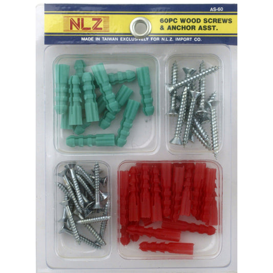 60pc Wall Anchors & Screws