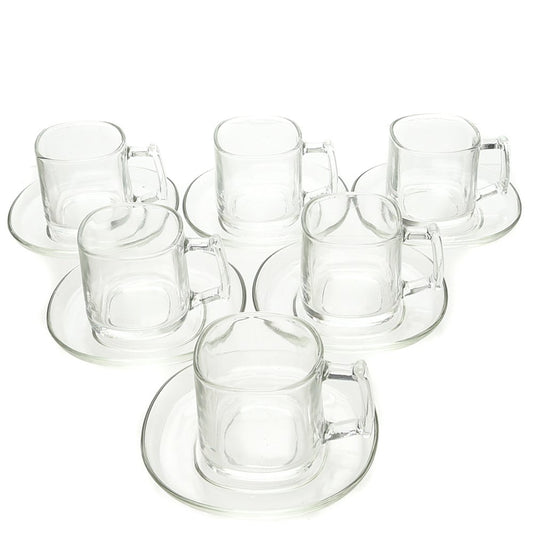 12pc Glass Coffee Cup & Saucer