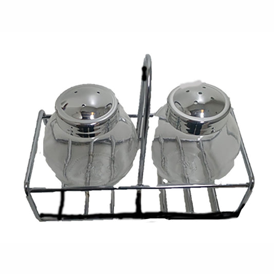 Glass Salt & Pepper on Rack