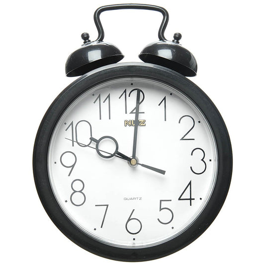 Wall Clock with 2 Bell Design - Black