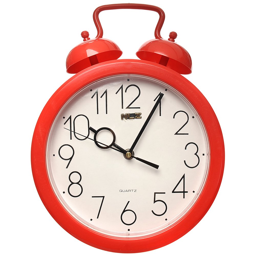 Wall Clock with 2 Bell Design - Red