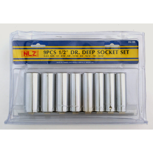 9pc 1/2" Drive Deep Sockets (SAE)